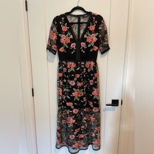 LAST CHANCE Icone (Simons) Floral Mesh Embroidery Maxi Dress
